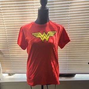 Women’s Red Short Sleeve Tee with Yellow Wonder Woman Logo